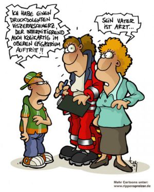 Wir danken dem Verlag MEDI-LEARN.net GbR für die freundliche Erlaubnis, Cartoons von Rippenspreizer verwenden zu dürfen. Mehr Cartoons sind unter http://www.medi-learn.de/cartoons/ zu finden.